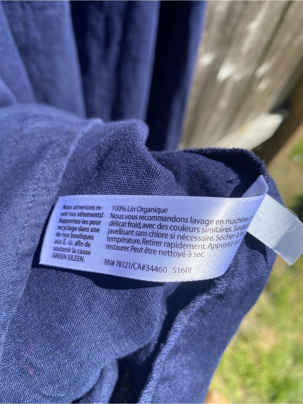 Eileen Fisher Navy Organic Linen Midi Shirt Dress Large - Picture 9 of 9